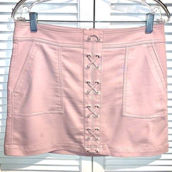 Express Mini Skirt Muted Pink laced up Express women’s size 10 - Picture 1 of 4